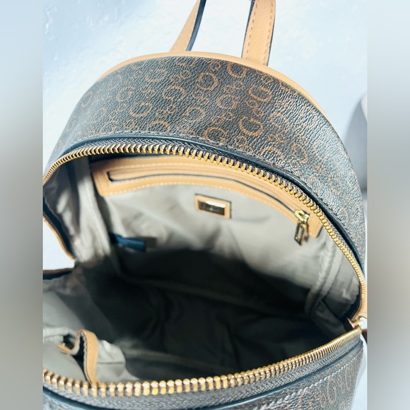 GUESS Monogram Brown and Tan Backpack - Picture 6 of 13